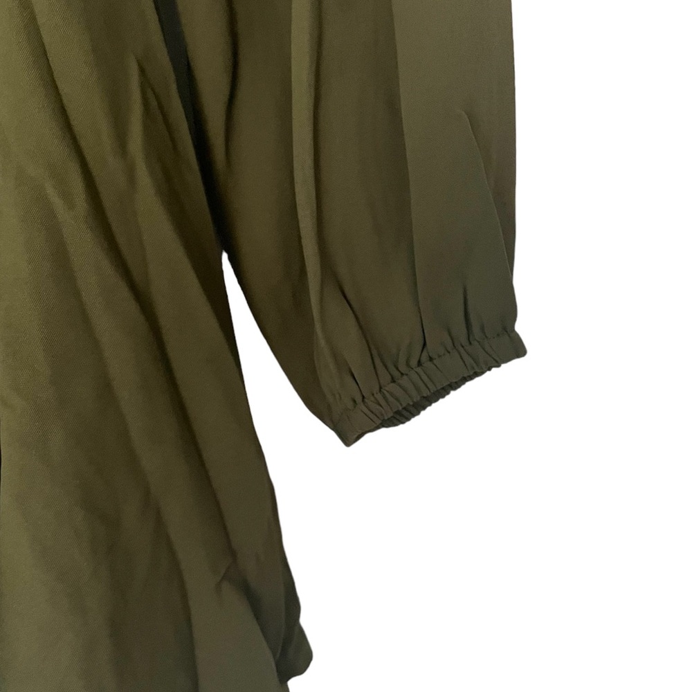 Womens Fit & Flare Boho Long Sleeve Mini Dress in Olive Green Size M - Picture 7 of 12